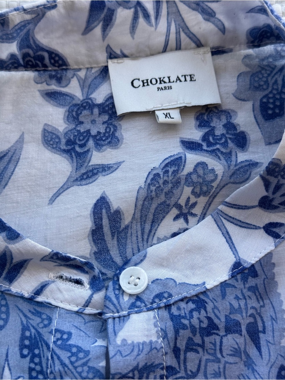 Choklate Paris Blue Floral Tiered Maxi Dress XL Silk Blend Cottagecore - Picture 10 of 12
